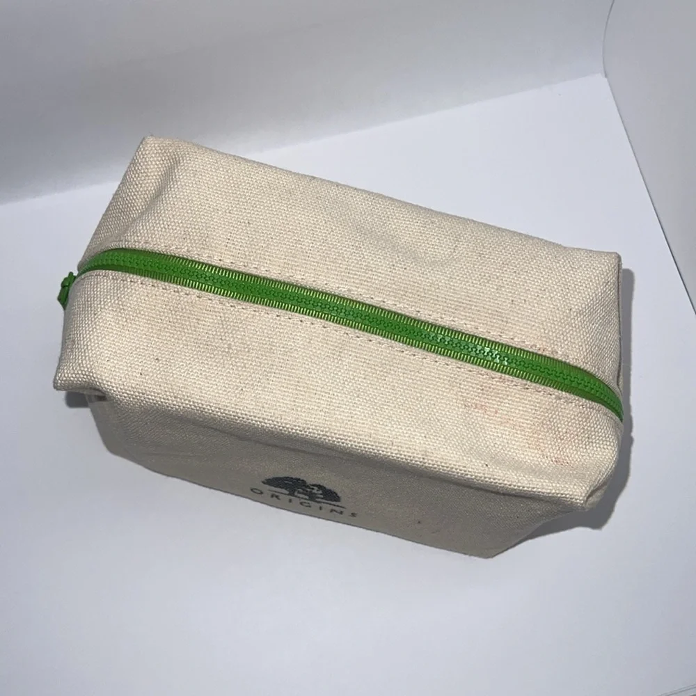 Origins Cosmetics Large Cream Zip Canvas Cosmetics Clutch Bag